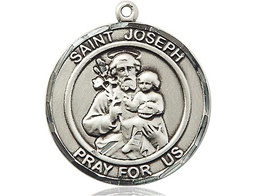 [7058RDSS] Sterling Silver Saint Joseph Medal