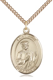 [7060GF/24GF] 14kt Gold Filled Saint Jude Pendant on a 24 inch Gold Filled Heavy Curb chain