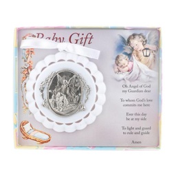 [HI-2706-02] White Guardian Angel Crib Medal
