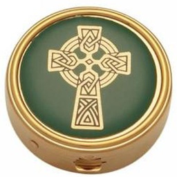 [8670G] Pyx With Celtic Cross-Green