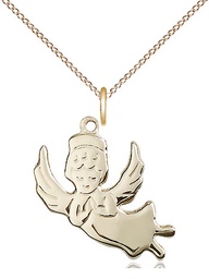 [2129GF/18GF] 14kt Gold Filled Angel Pendant on a 18 inch Gold Filled Light Curb chain