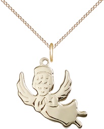 [2129GF/18GF] 14kt Gold Filled Angel Pendant on a 18 inch Gold Filled Light Curb chain