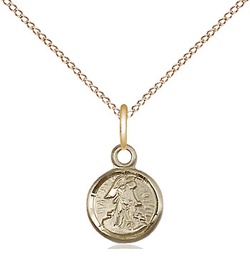 [2340GF/18GF] 14kt Gold Filled Guardian Angel Pendant on a 18 inch Gold Filled Light Curb chain