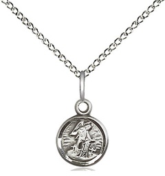 [2340SS/18SS] Sterling Silver Guardian Angel Pendant on a 18 inch Sterling Silver Light Curb chain