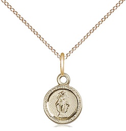 [2342GF/18GF] 14kt Gold Filled Miraculous Pendant on a 18 inch Gold Filled Light Curb chain