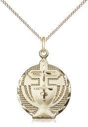 [2530GF/18GF] 14kt Gold Filled Communion Pendant on a 18 inch Gold Filled Light Curb chain