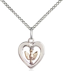 [3146GF/SS/18SS] Two-Tone GF/SS Holy Spirit Pendant on a 18 inch Sterling Silver Light Curb chain