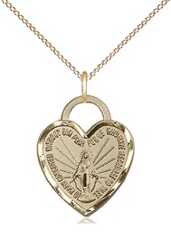 [3201GF/18GF] 14kt Gold Filled Miraculous Heart Pendant on a 18 inch Gold Filled Light Curb chain