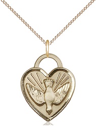 [3205GF/18GF] 14kt Gold Filled Confirmation Heart Pendant on a 18 inch Gold Filled Light Curb chain