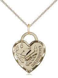 [3206GF/18GF] 14kt Gold Filled Graduation Heart Pendant on a 18 inch Gold Filled Light Curb chain