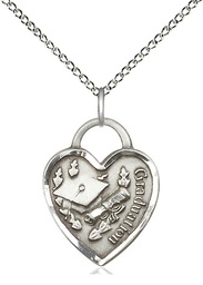 [3206SS/18SS] Sterling Silver Graduation Heart Pendant on a 18 inch Sterling Silver Light Curb chain