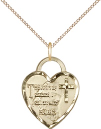 [3211GF/18GF] 14kt Gold Filled Lord Is My Shepherd Heart Pendant on a 18 inch Gold Filled Light Curb chain