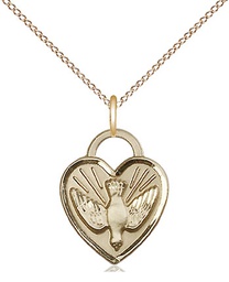 [3405GF/18GF] 14kt Gold Filled Confirmation Heart Pendant on a 18 inch Gold Filled Light Curb chain
