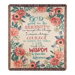 [ATSPFL] Serenity Prayer Floral Tapestry Throw